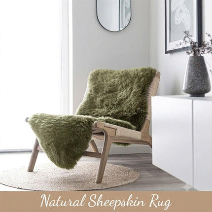 Genuine Sheepskin Green Double Natural Fluffy Silky Soft Real Wool Rug