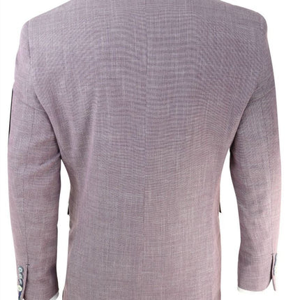 Mens 3 Piece Blush Pink Linen Summer Spring Classic Suit