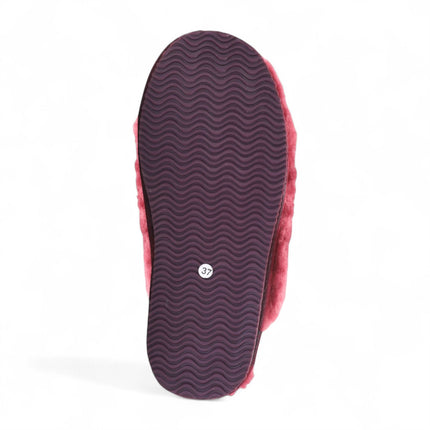 Women's Sheepskin Slippers Burgundy Warm Winter Fur Mule - Aurora