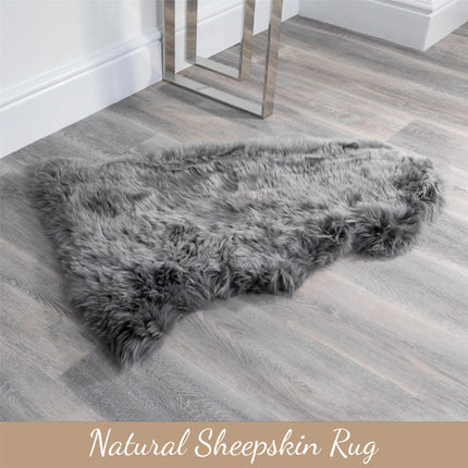 Genuine Grey Sheepskin Natural Silky Soft Fluffy Real Wool Rug
