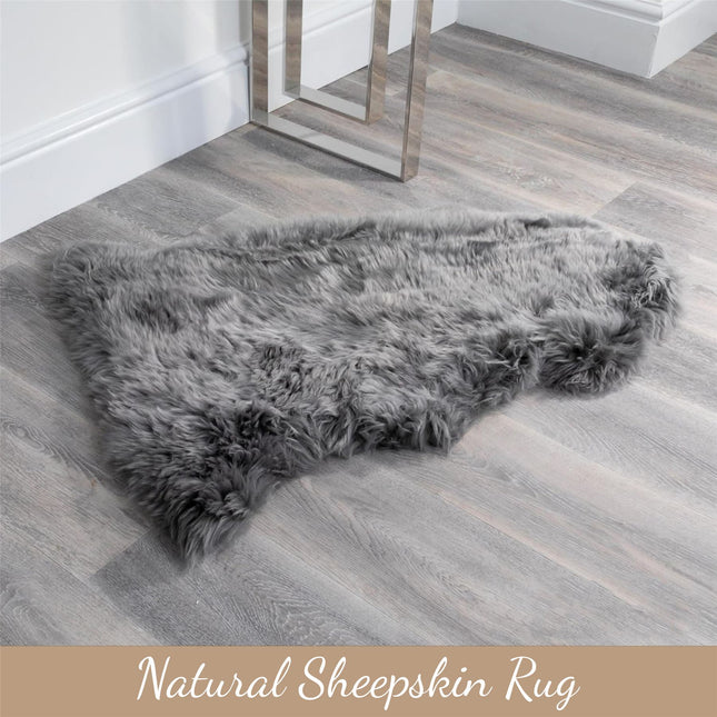 Genuine Grey Sheepskin Natural Silky Soft Fluffy Real Wool Rug