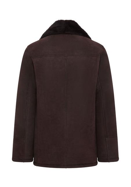 Men's Classic Brown Real Sheepskin Shearling Suede Leather Coat Jacket