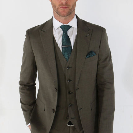 Men's 3 Piece Sage Summer Wedding Tailored Fit Suit