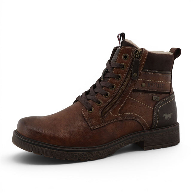 Mustang Men's Brown Faux Leather Winter Lace-Up Ankle Boots - M0081002