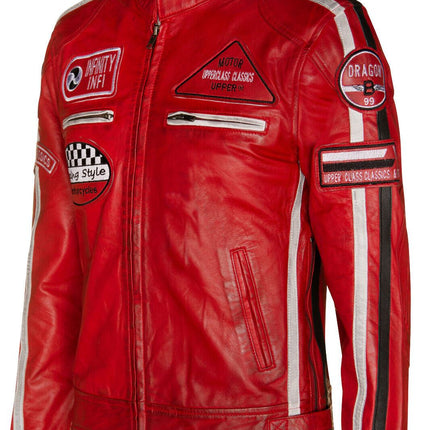 Mens Racing Leather Biker Jacket-Portland