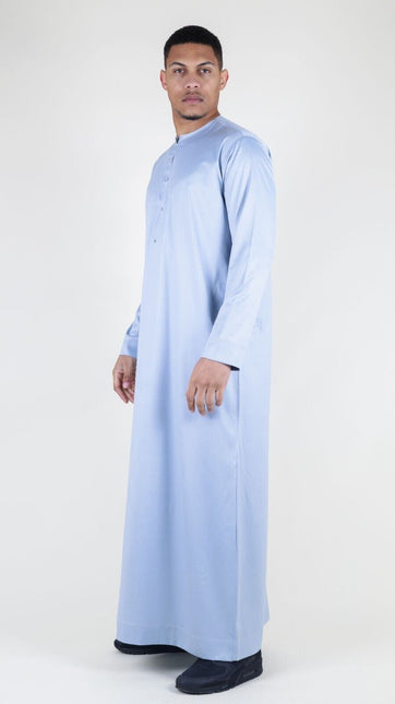 Men's Grey Thobe Robe Satin Emirati Islamic Jubba Eid Slim Fit