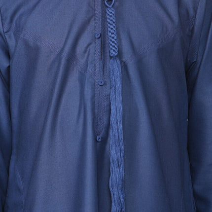 Boy's Kids Navy Blue Thobe Emirati Jubba Islamic Clothing Kaftan Eid String Tassel