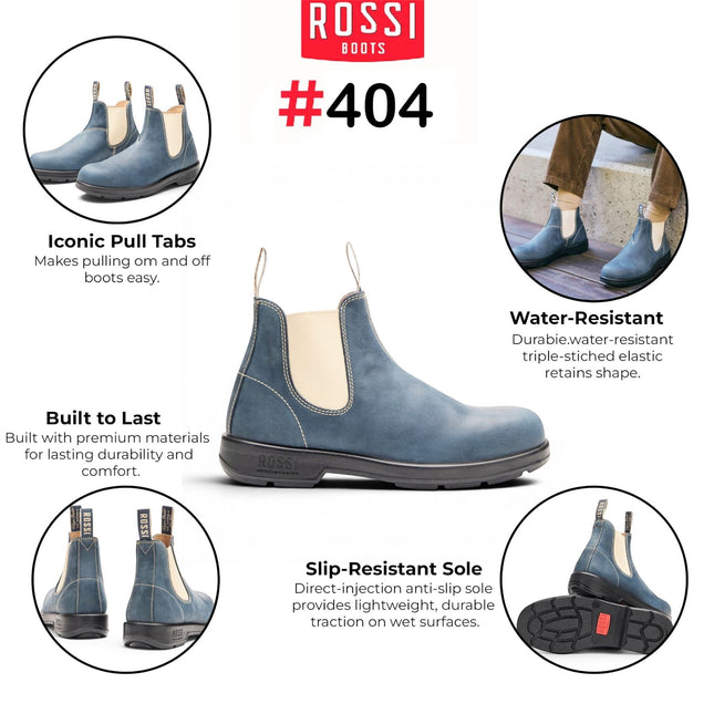 Rossi 404 Storm Blue Leather Outdoor Chelsea Boots - Spinifex