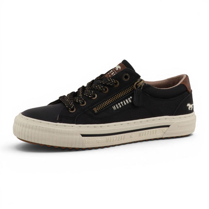 Mustang Women's Black Faux Leather Trainer Sneaker Casual Shoes - M0112011