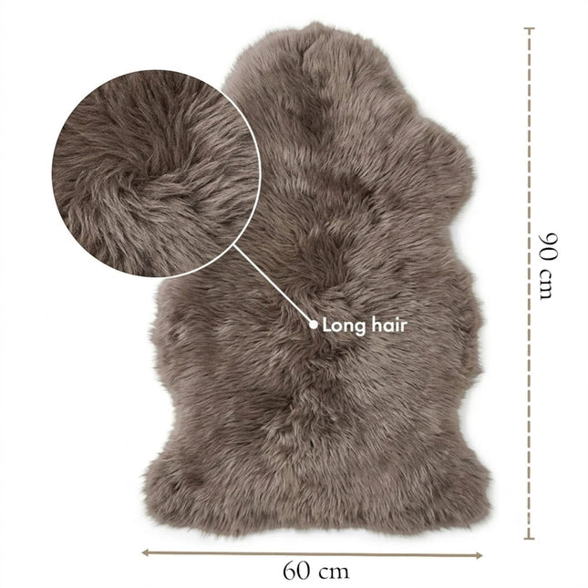 Genuine Taupe Sheepskin Natural Silky Soft Fluffy Real Wool Rug