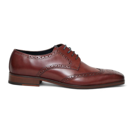 Antique Rogue Men's Burgundy Leather Oxford Derby Brogue - Luca
