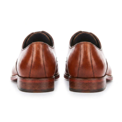 Justin Reess Men's Tan Leather Cross-Stitch Toe Cap Oxford Shoes - Jett