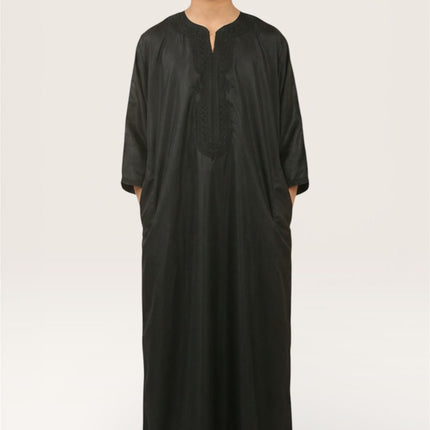 Kids Boys Black Moroccan Thobe Robe Djellaba Gandoura Eid Jubba- K-GG008