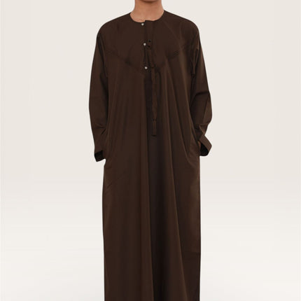 Kids Boys Eid Brown Moroccan Jubba Robe Djellaba Ramadan Eid Thobe - K-HM11