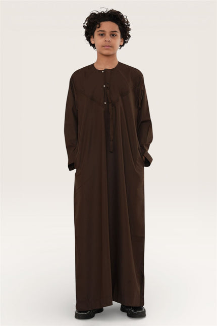 Kids Boys Eid Brown Moroccan Jubba Robe Djellaba Ramadan Eid Thobe - K-HM11