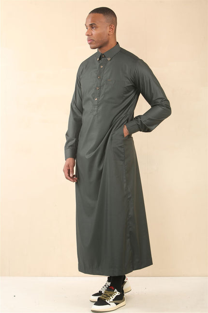 Men's Green Thobe Arab Saudi Emirati Islamic Clothing Jubba Robe