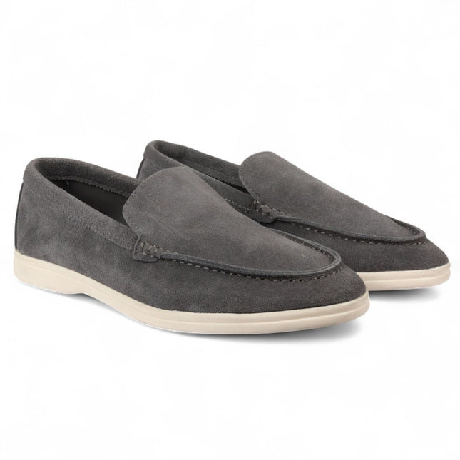 Men’s Durable Grey Slip-On Loafers with Cushioned Insole