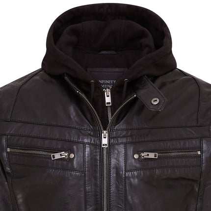 Mens Air Force Hooded Bomber Aviator Real Leather Flight Bomber Jacket