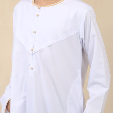 Kid's Boys White Omani Eid Thobe  Saudi Emirati Jubba Robe