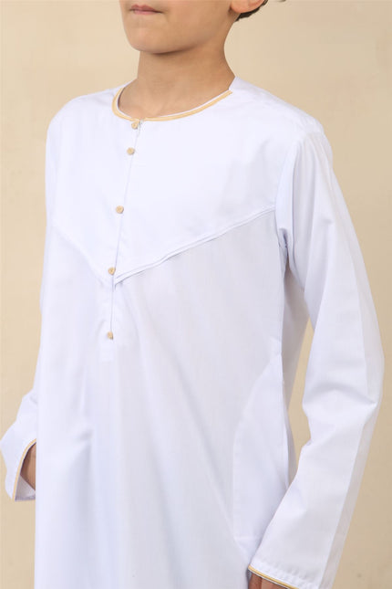 Kid's Boys White Omani Eid Thobe  Saudi Emirati Jubba Robe