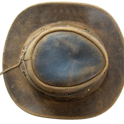 Cowboy Aussie Real Leather Hat Australian Tan Brown Western Outback Bush Hat