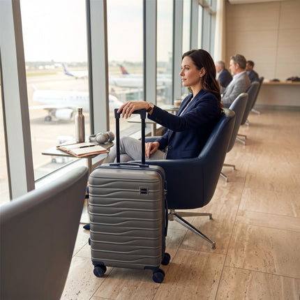 Hardshell Coffee Suitcase Set Robust 8 Wheel Luggage Cabin Case Bag