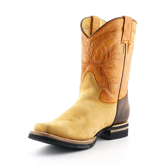 Grinders Tan Mid-Calf Cowboy Leather Boots - El Paso