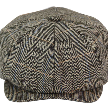 Mens Peaky Blinders Herringbone Newsboy Gatsby Flat Baker Hat