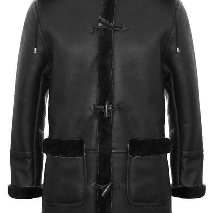 Mens Winter Sheepskin Hooded Duffle Coat-Helsinki