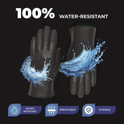 Men’s Black Italian Leather Warm Wool Lining Winter Stich Design Gloves - M-LGV-205