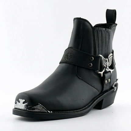 Grinders Mens Black Cowboy Biker Boots - Eagle Lo