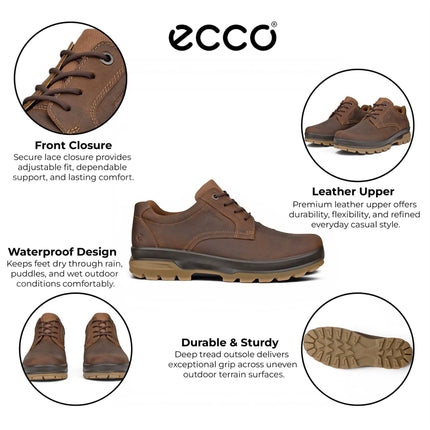 Ecco Men's Camel Brown Leather Waterproof Casual Shoes -  Rugged Track 25