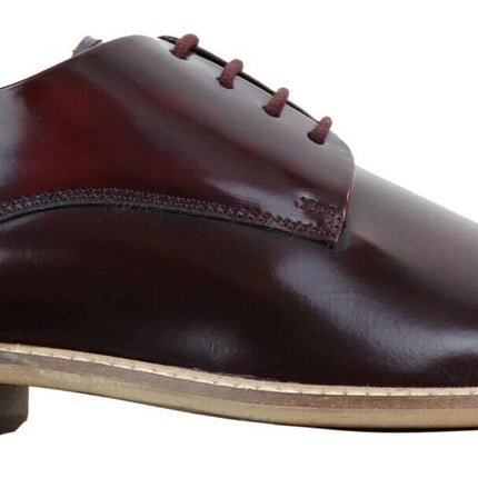 Mens Retro Oxford Brogue Derby Shoes In Wine Patent Leather