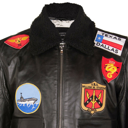 Mens A2 Top Gun Leather Bomber Jacket-Camborne