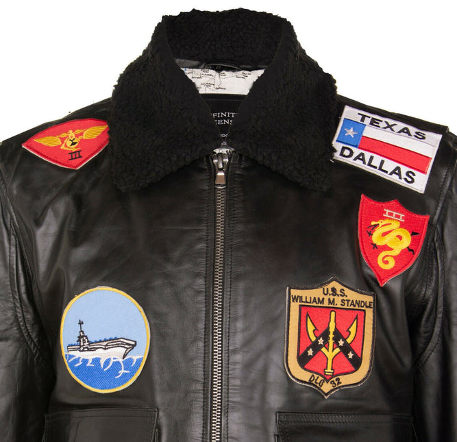 Mens A2 Top Gun Leather Bomber Jacket-Camborne