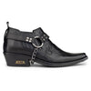Men's Black Leather Winklepicker Cowboy Cuban Biker Boots