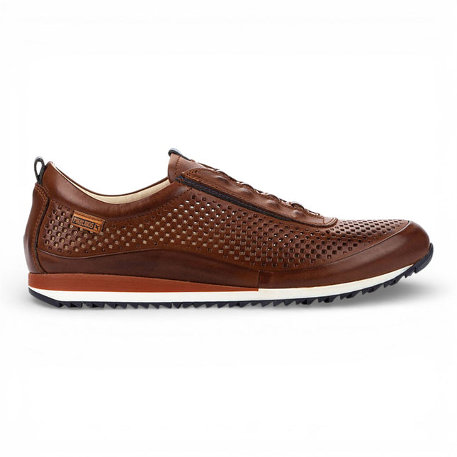 Pikolinos Men's Brown Leather Elastic Slip-on Sneaker Trainers Shoes - Liverpool