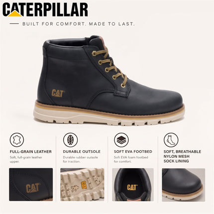 Caterpillar (CAT) Men's Water-Resistant Black Leather Ankle Boots - Estimate Chukka