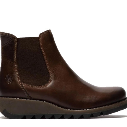 Fly London Womens Brown Salv Chelsea Leather Ankle Casual Wedge Heel Boots