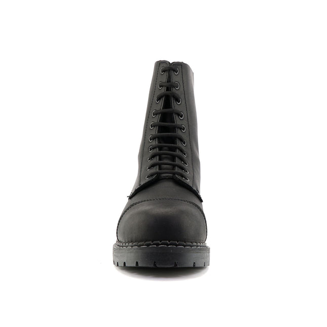 Grinders Unisex Black Stag Acs Leather Steel Toe Cap Lace Up Boots