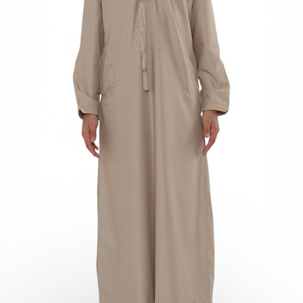Kids Boys Ramadan Beige Moroccan Jubba Robe Djellaba Eid Thobe - K-TT-006
