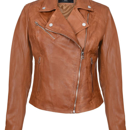 Womens Leather Biker Jacket-Zanzibar