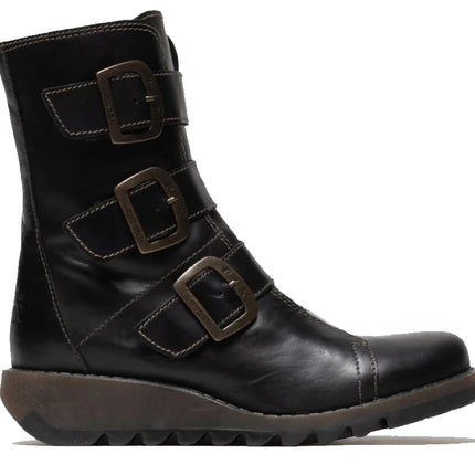 Fly London Womens Black Scop110 Chelsea Leather Ankle Zip Biker Boots