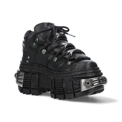 New Rock Leather Platform Ankle Boots-WALL106-S10