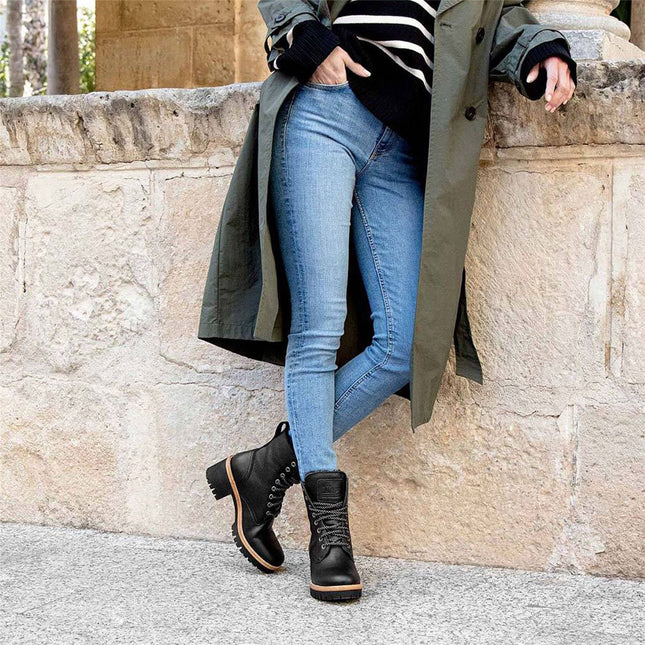 Panama Jacks Women's Black Leather Padma B11 Ankle Boots