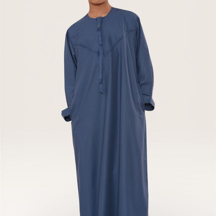 Kids Boys Eid Blue Moroccan Jubba Robe Djellaba Ramadan Eid Thobe - K-HM11