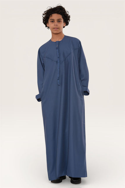 Kids Boys Eid Blue Moroccan Jubba Robe Djellaba Ramadan Eid Thobe - K-HM11