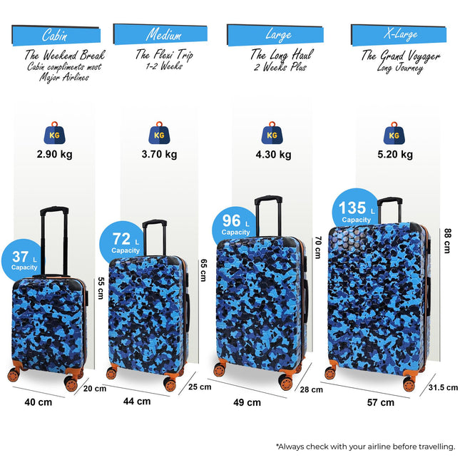 Hardshell Camo Robust ABS Suitcase Set