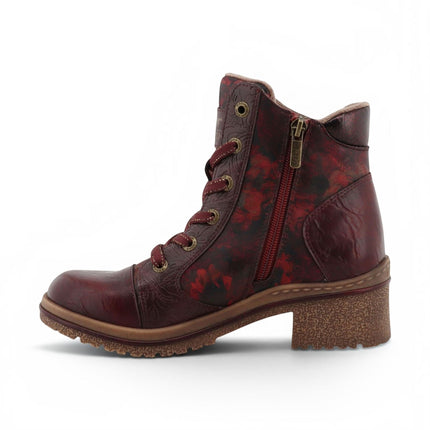 Mustang Women's Burgundy Floral Lace-Up Winter Ankle Boots - M0092001