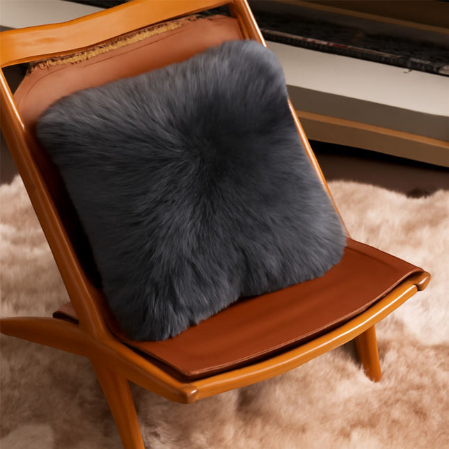 Genuine Sheepskin Charcoal Grey  40x40cm Real Wool Single Sided Cushion